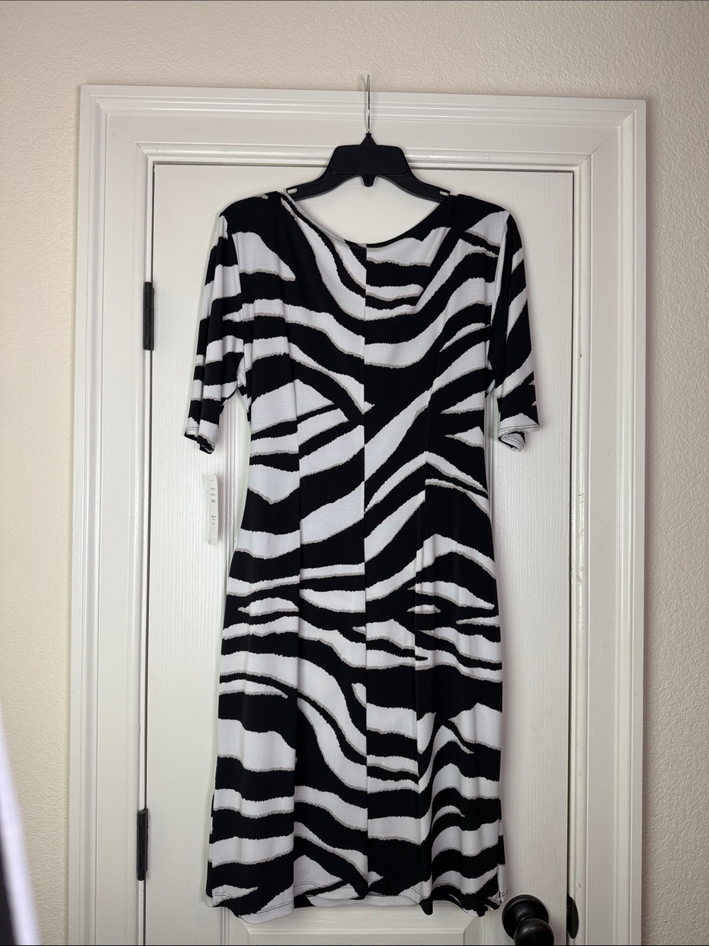 MSK Women's Black & White Zebra Print Dress with Gold Accent - Picture 4 of 4
